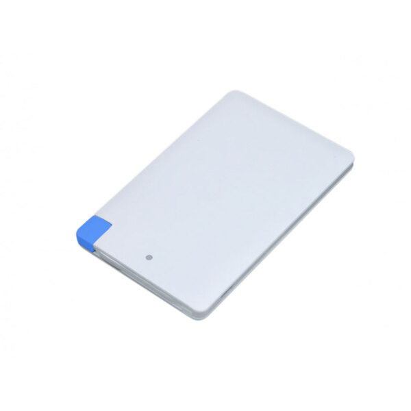 Универсальное зарядное устройство Credit _card1_power_bank  под нанесение логотипа  в виде кредитной карты, толщина всего 7,5 . 2500MAH. Синий